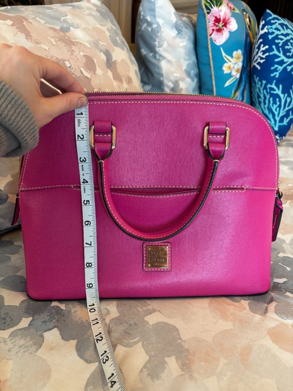 Dooney & Bourke Fuchsia Saffiano Leather Carter Satchel Domed Bag - Picture 8 of 10